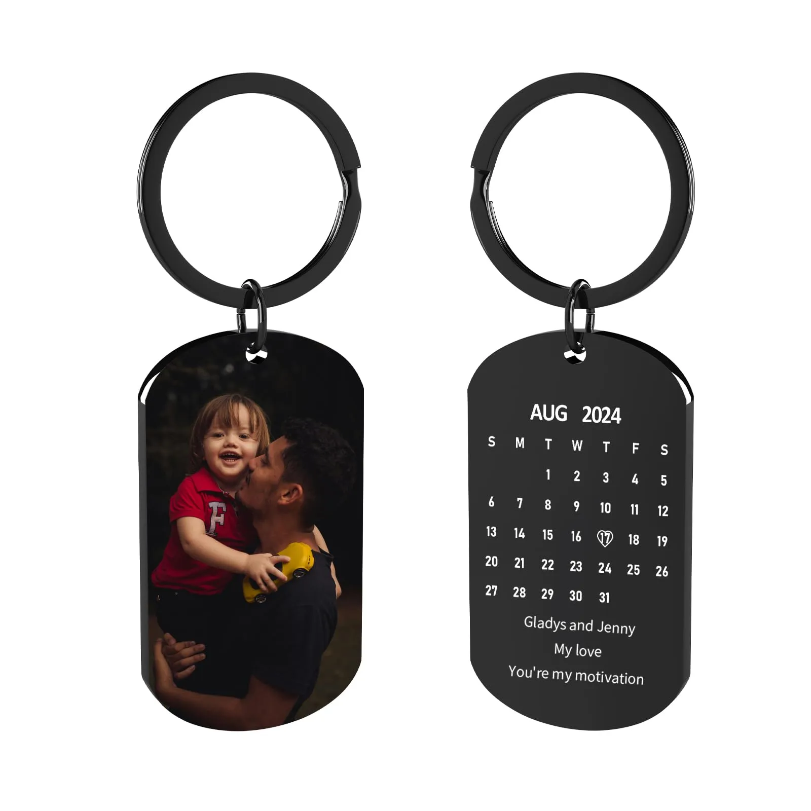 Customaster Portachiavi Personalizzato con Foto Double Face in Acciaio Inossidabile - immagine 1
