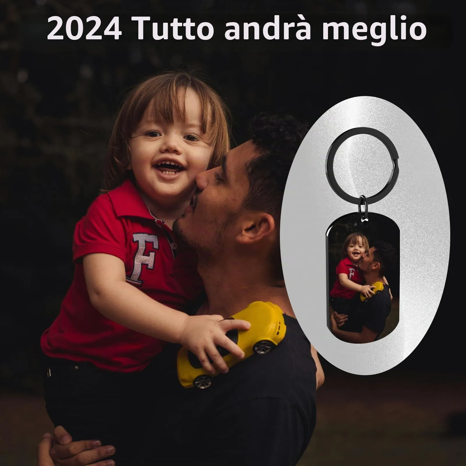 Customaster Portachiavi Personalizzato con Foto Double Face in Acciaio Inossidabile - immagine 2