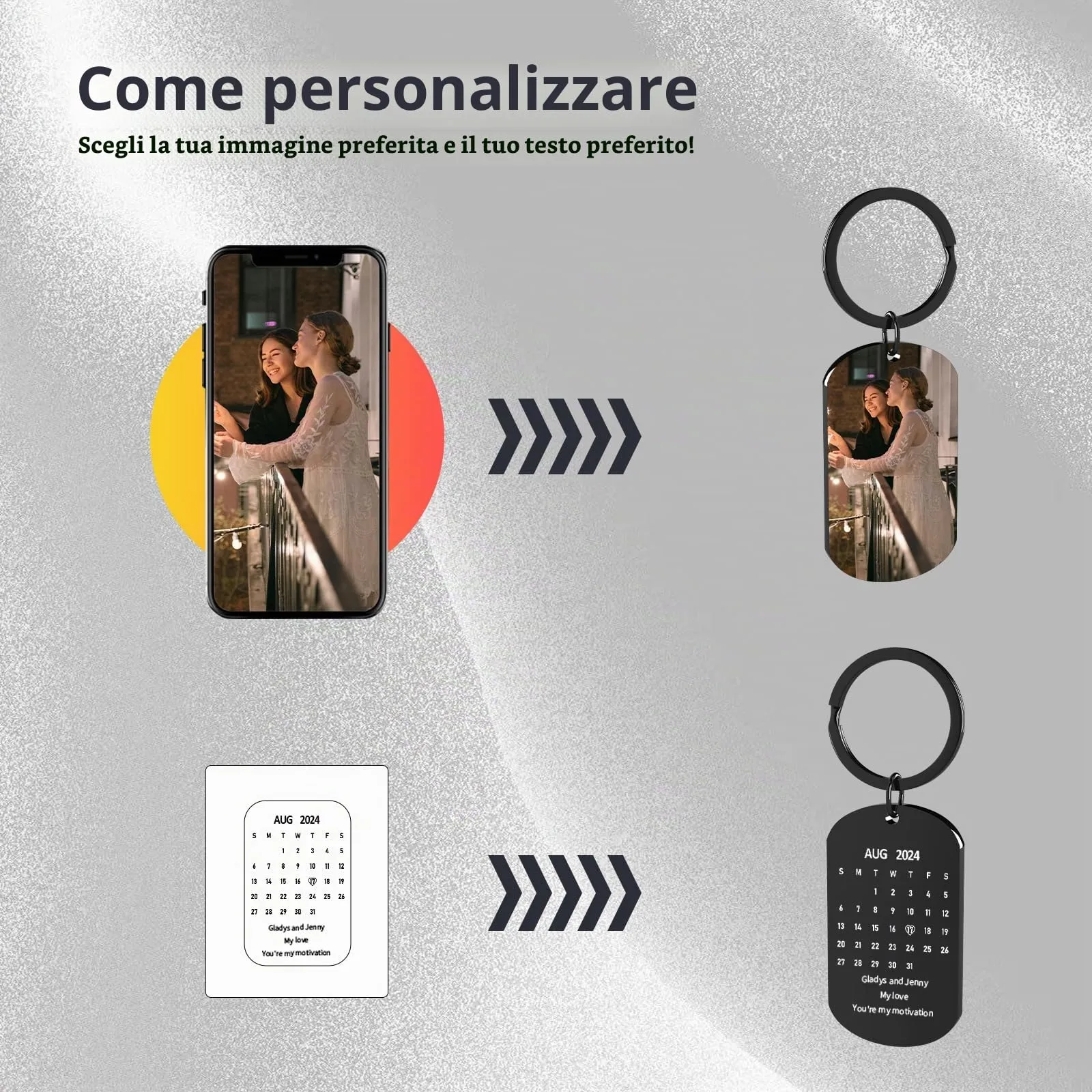 Customaster Portachiavi Personalizzato con Foto Double Face in Acciaio Inossidabile - immagine 3
