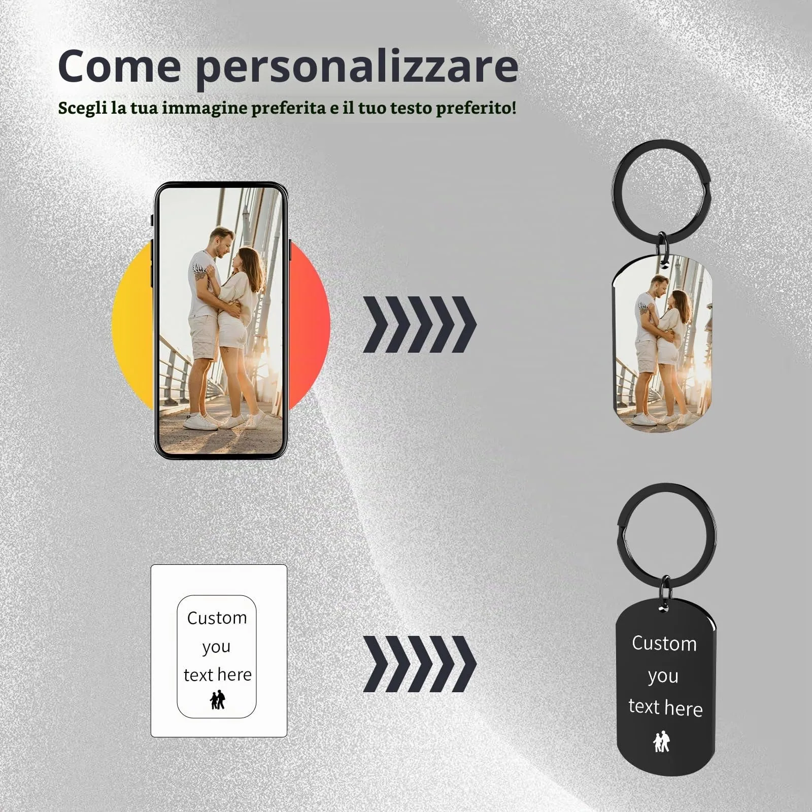 Customaster Portachiavi Personalizzato Con Foto Double Face - immagine 3