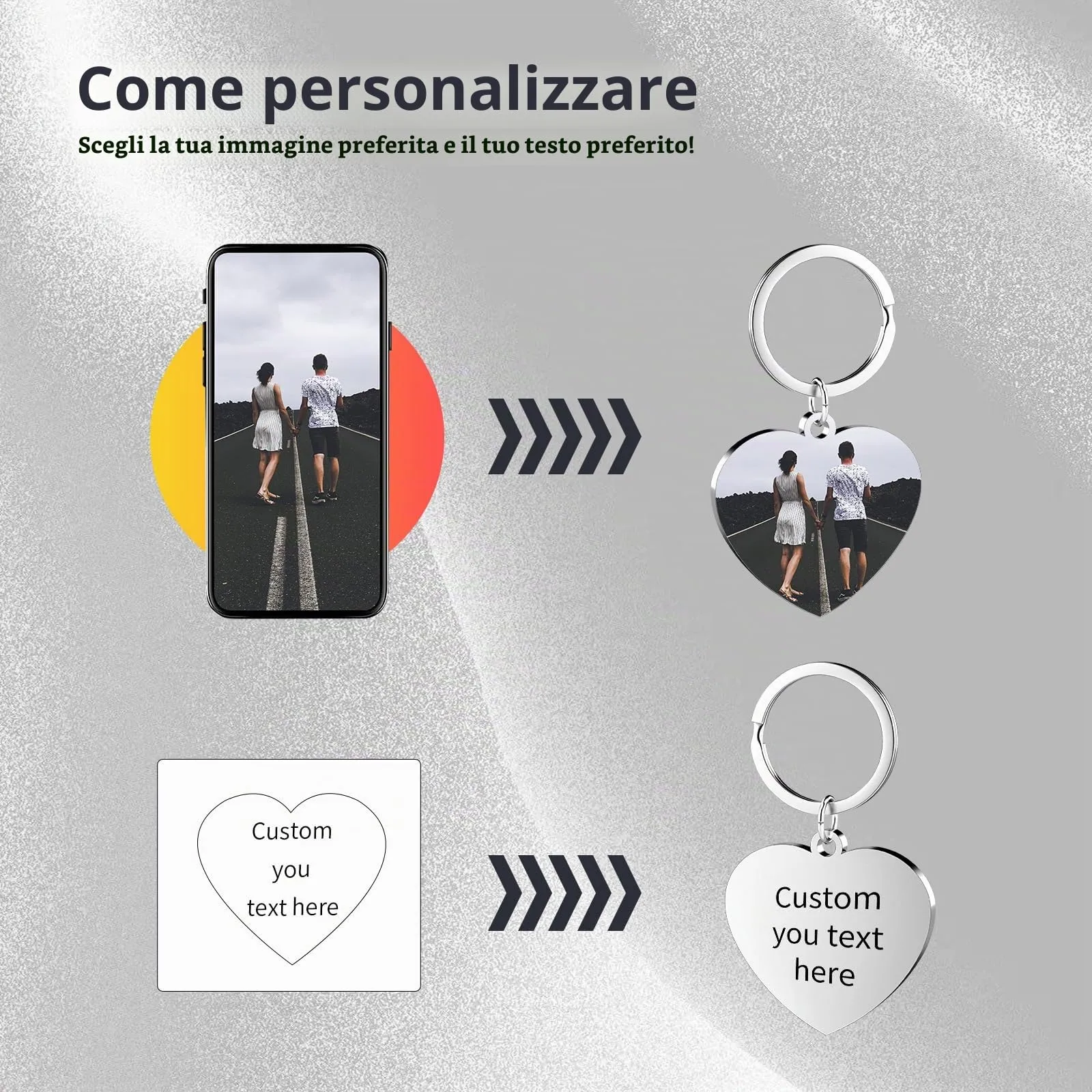 Customaster Portachiavi Personalizzato Con Foto, Double Face - immagine 3