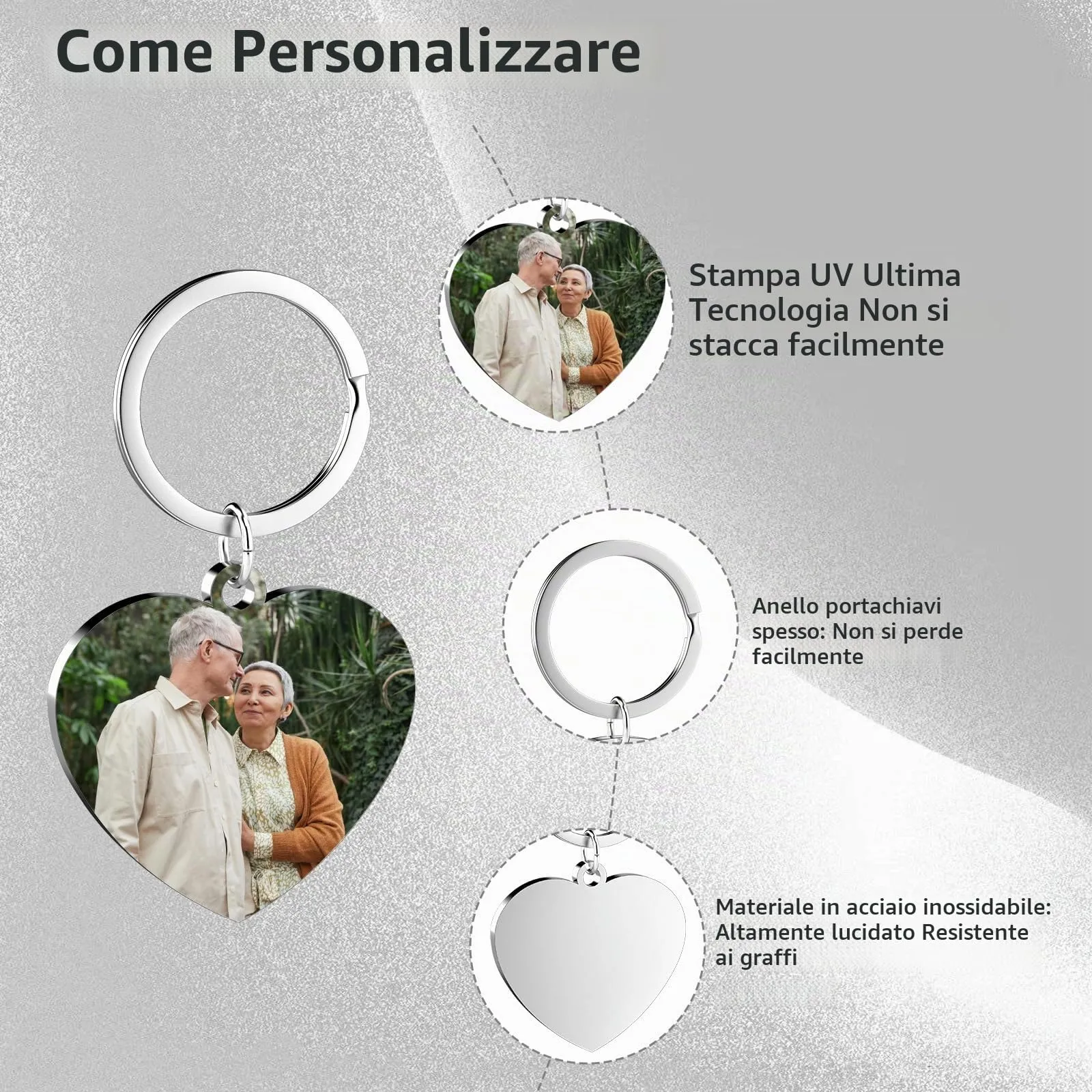 Customaster Portachiavi Personalizzato Con Foto, Double Face - immagine 4