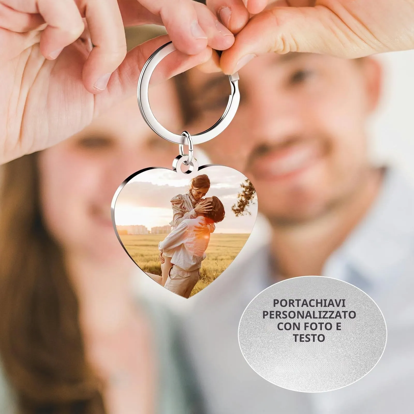 Customaster Portachiavi Personalizzato Con Foto, Double Face - immagine 6