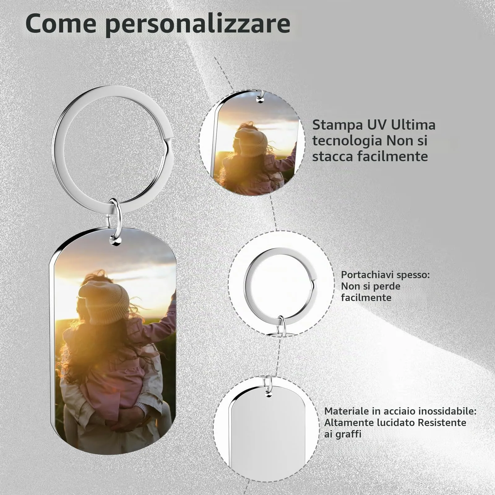 Customaster Portachiavi Personalizzato con Foto Double Face - immagine 4