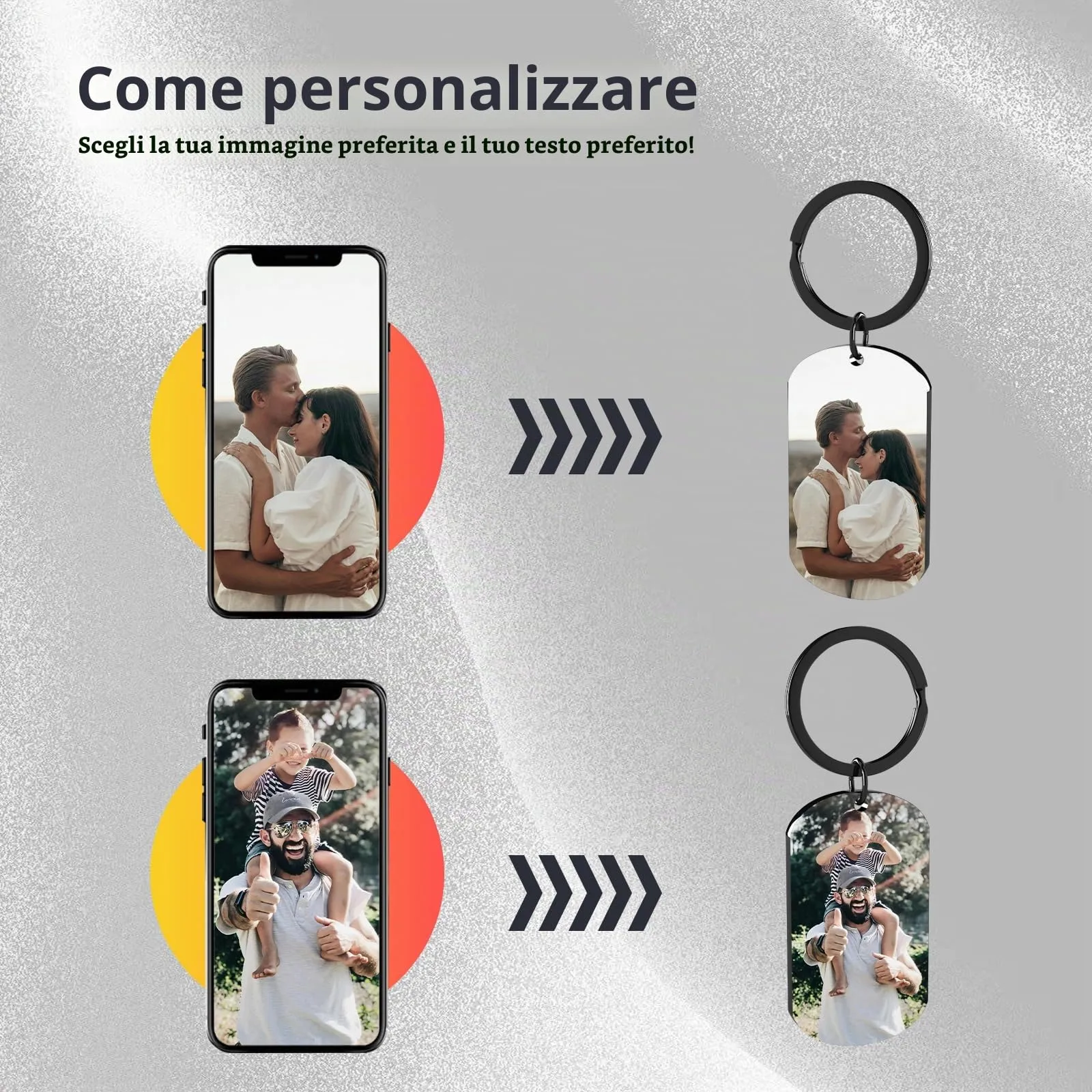 Customaster Portachiavi Personalizzato Con Foto Double Face - immagine 3