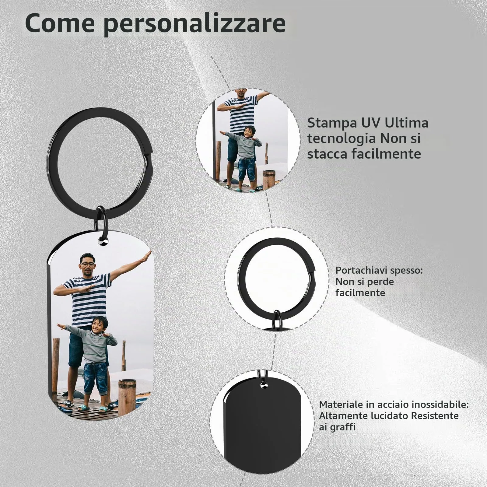 Customaster Portachiavi Personalizzato Con Foto Double Face - immagine 4