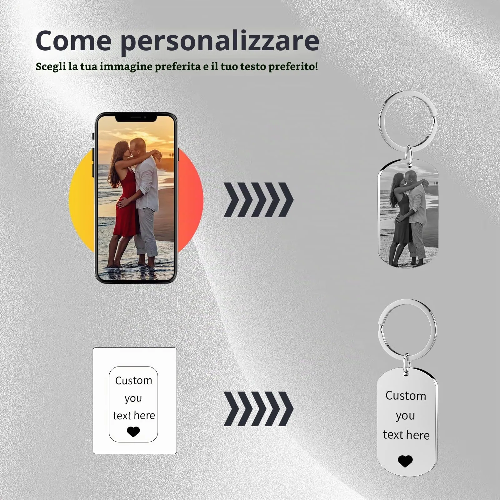 Customaster Portachiavi Personalizzato Con Foto Double Face - immagine 3