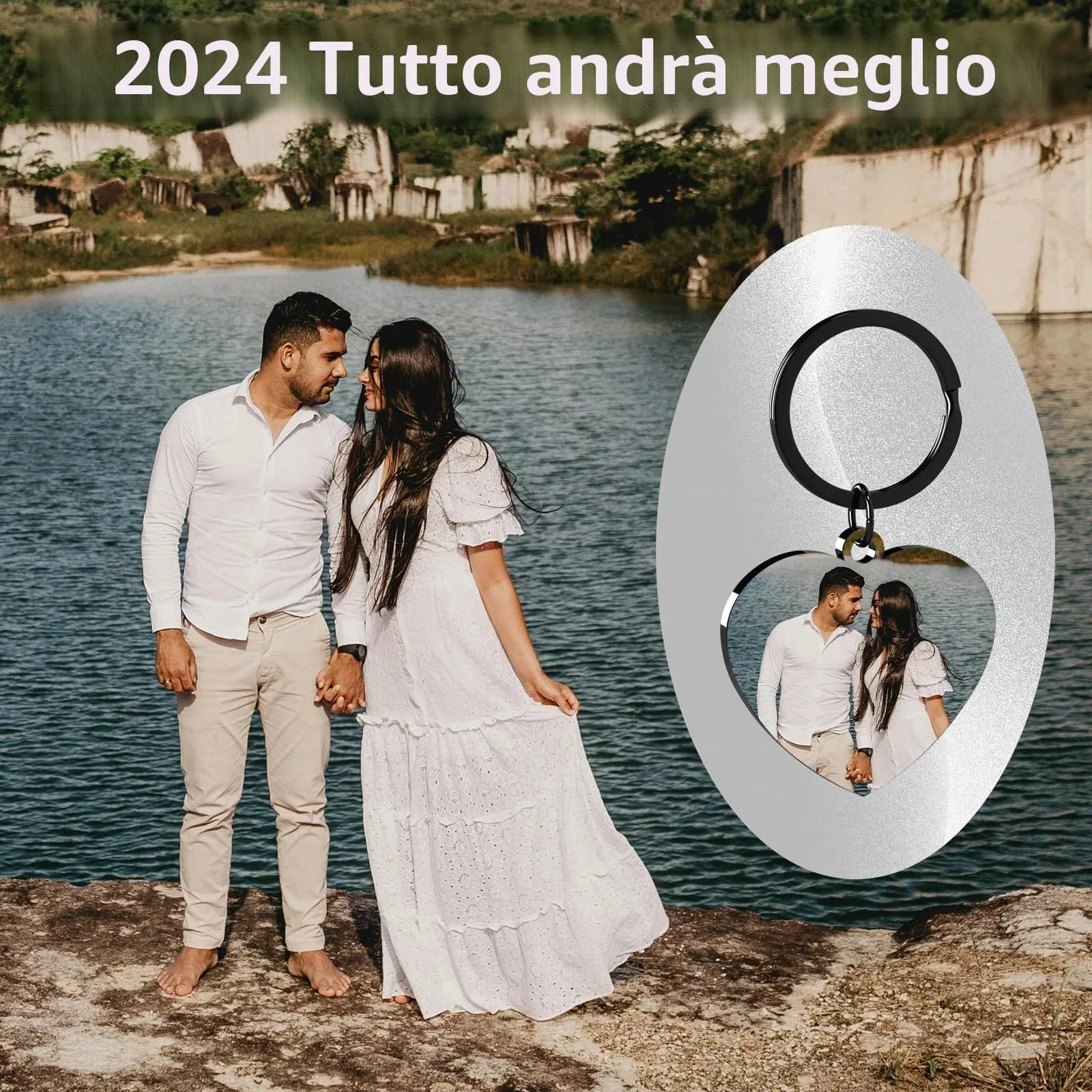 Customaster Portachiavi Personalizzato Con Foto, Double Face - immagine 2