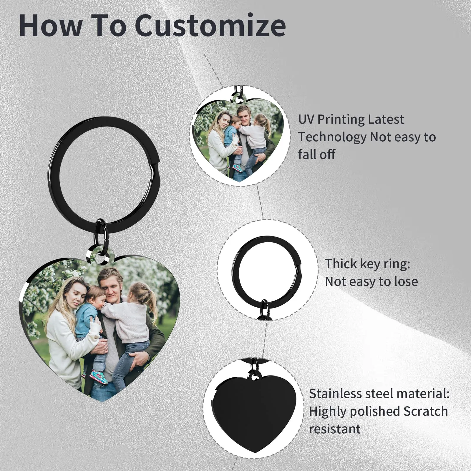 Customaster Portachiavi Personalizzato Con Foto, Double Face - immagine 4
