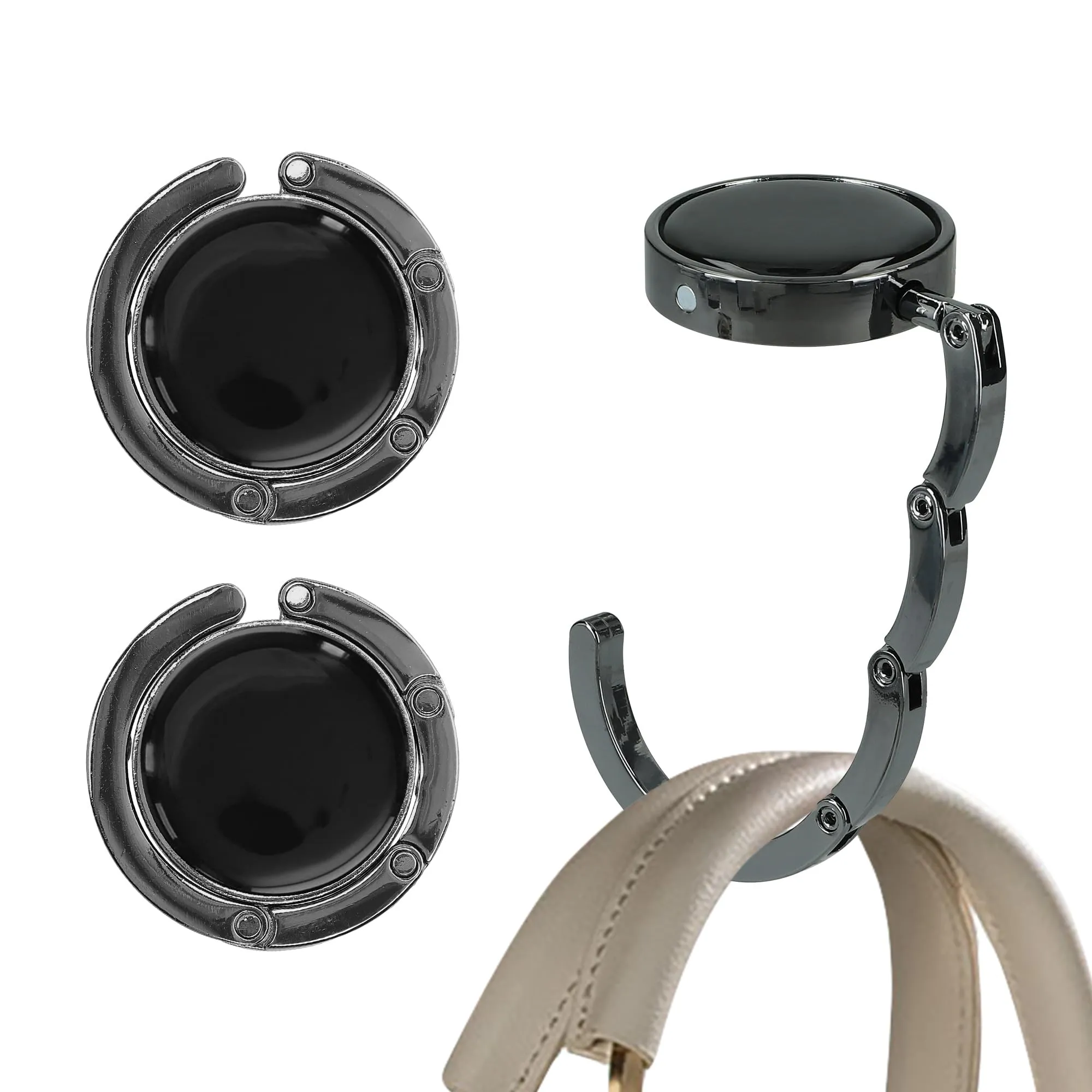 kwmobile Set 2x Gancio Borsa da Tavolo Pieghevole Antiscivolo Antigraffio - Ardesia Scuro - immagine 1