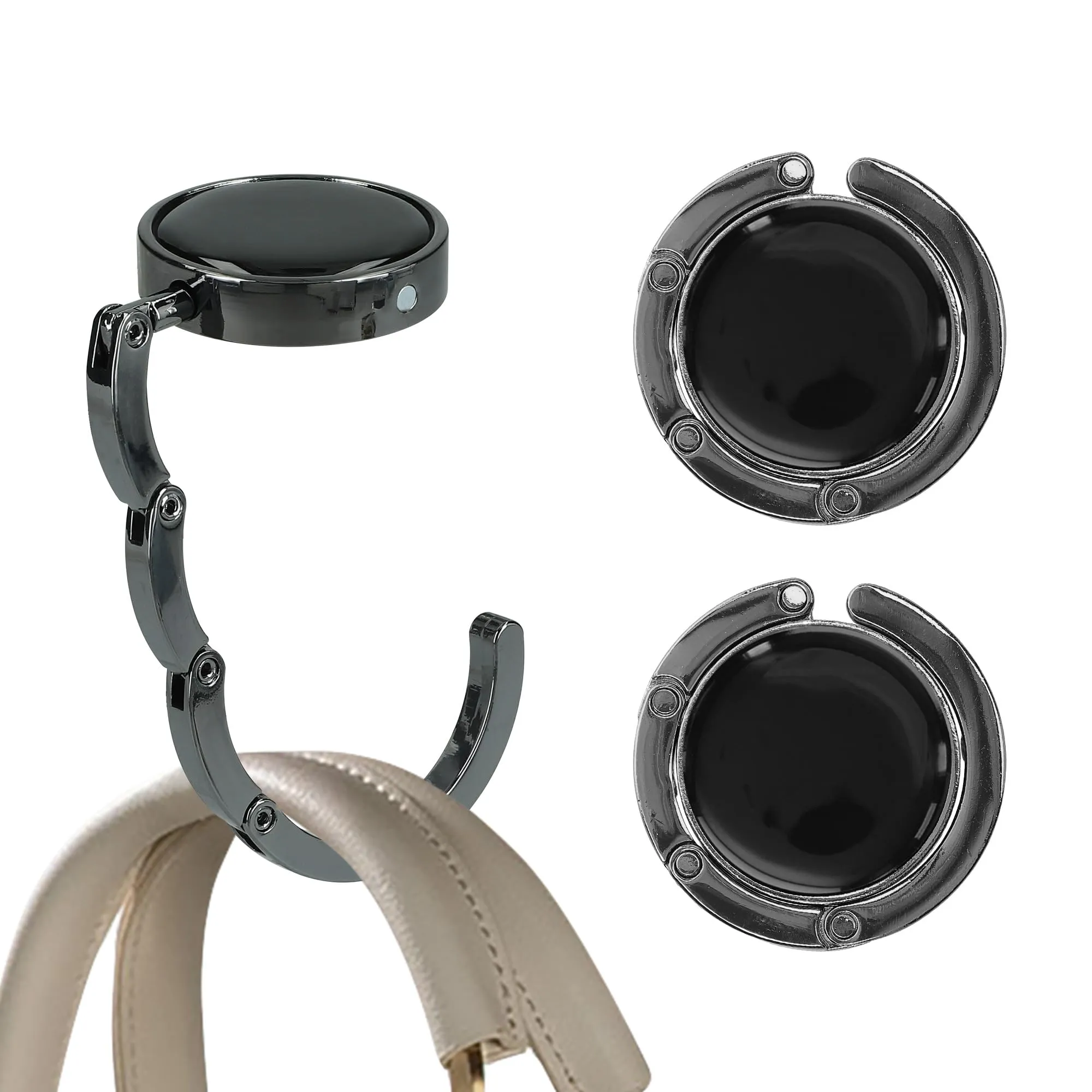 kwmobile Set 2x Gancio Borsa da Tavolo Pieghevole Antiscivolo Antigraffio - Ardesia Scuro - immagine 8