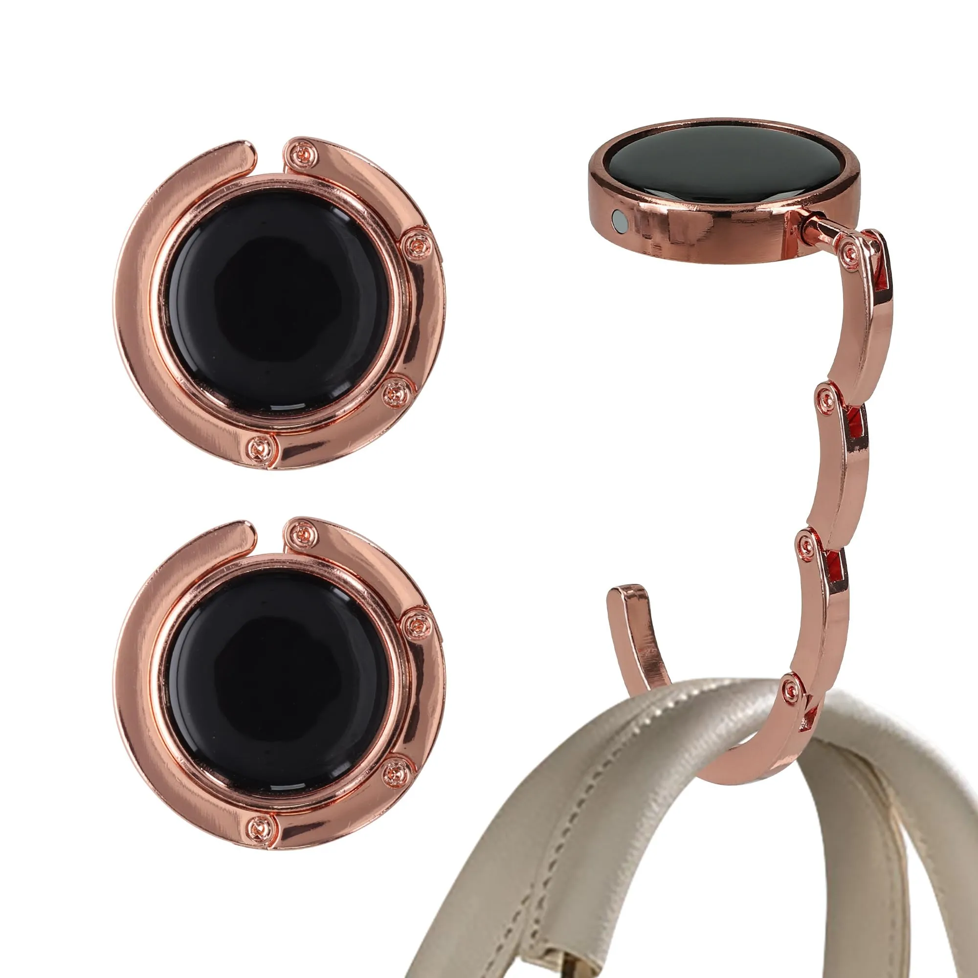 kwmobile Set 2x Gancio Borsa da Tavolo Pieghevole, Rame - immagine 1