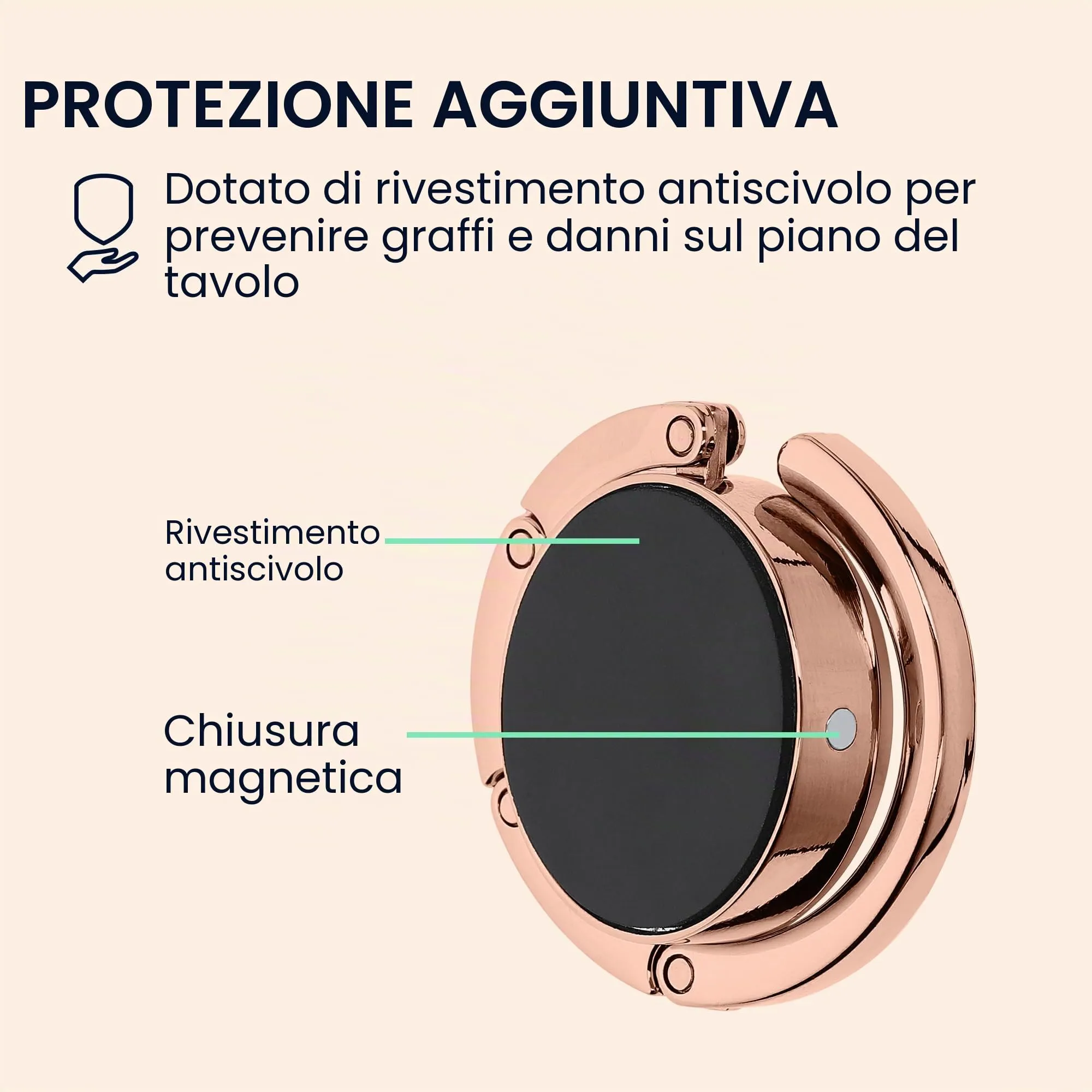 kwmobile Set 2x Gancio Borsa da Tavolo Pieghevole, Rame - immagine 5