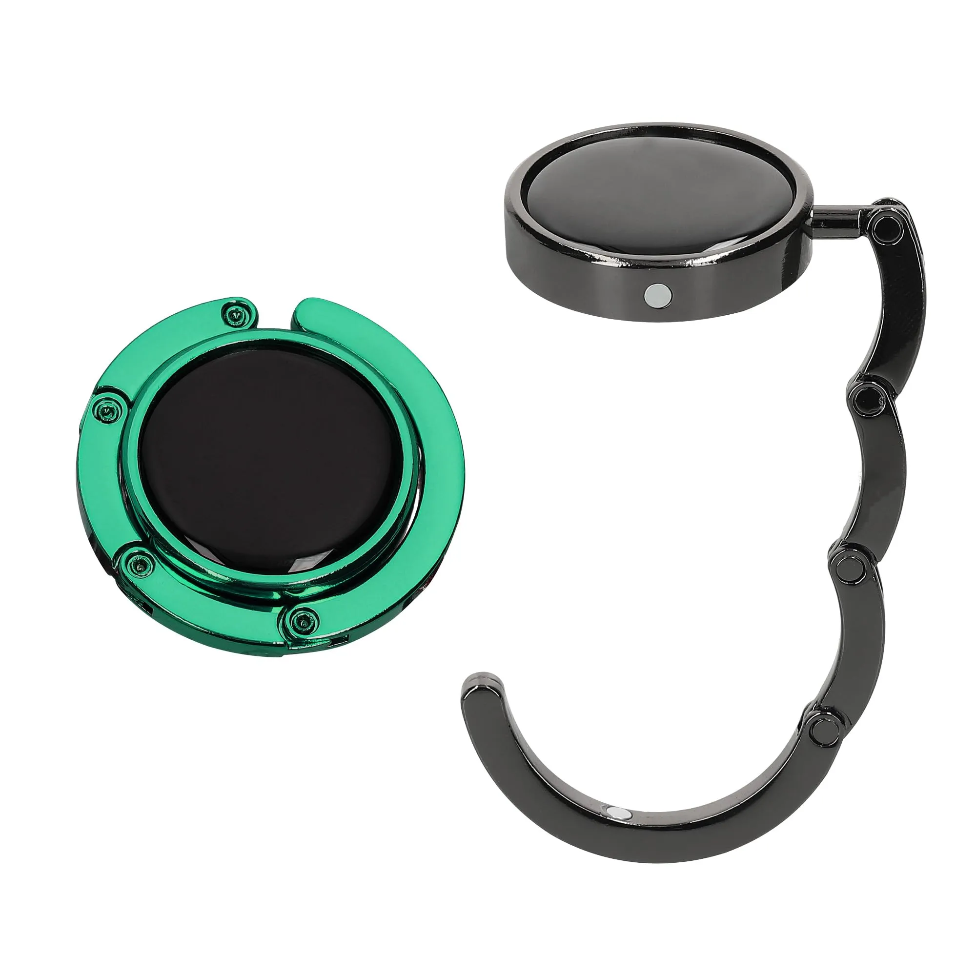 kwmobile Set 2x Gancio Borsa da Tavolo Pieghevole Antiscivolo Antigraffio, Nero/Petrolio - immagine 1