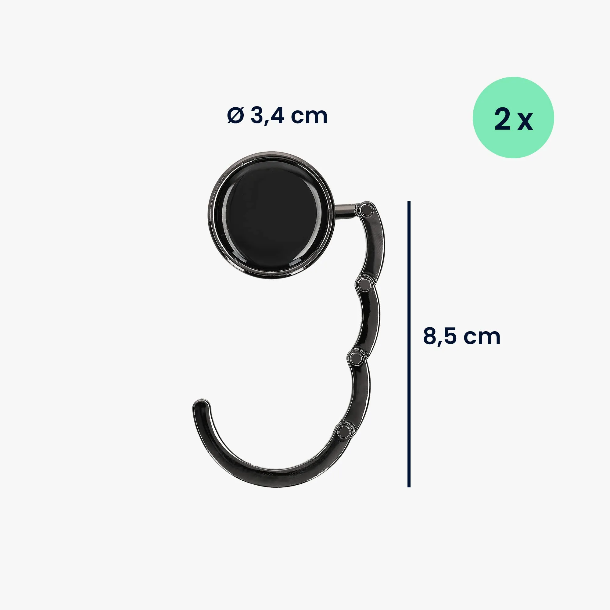 kwmobile Set 2x Gancio Borsa da Tavolo Pieghevole Antiscivolo Antigraffio, Nero/Petrolio - immagine 6