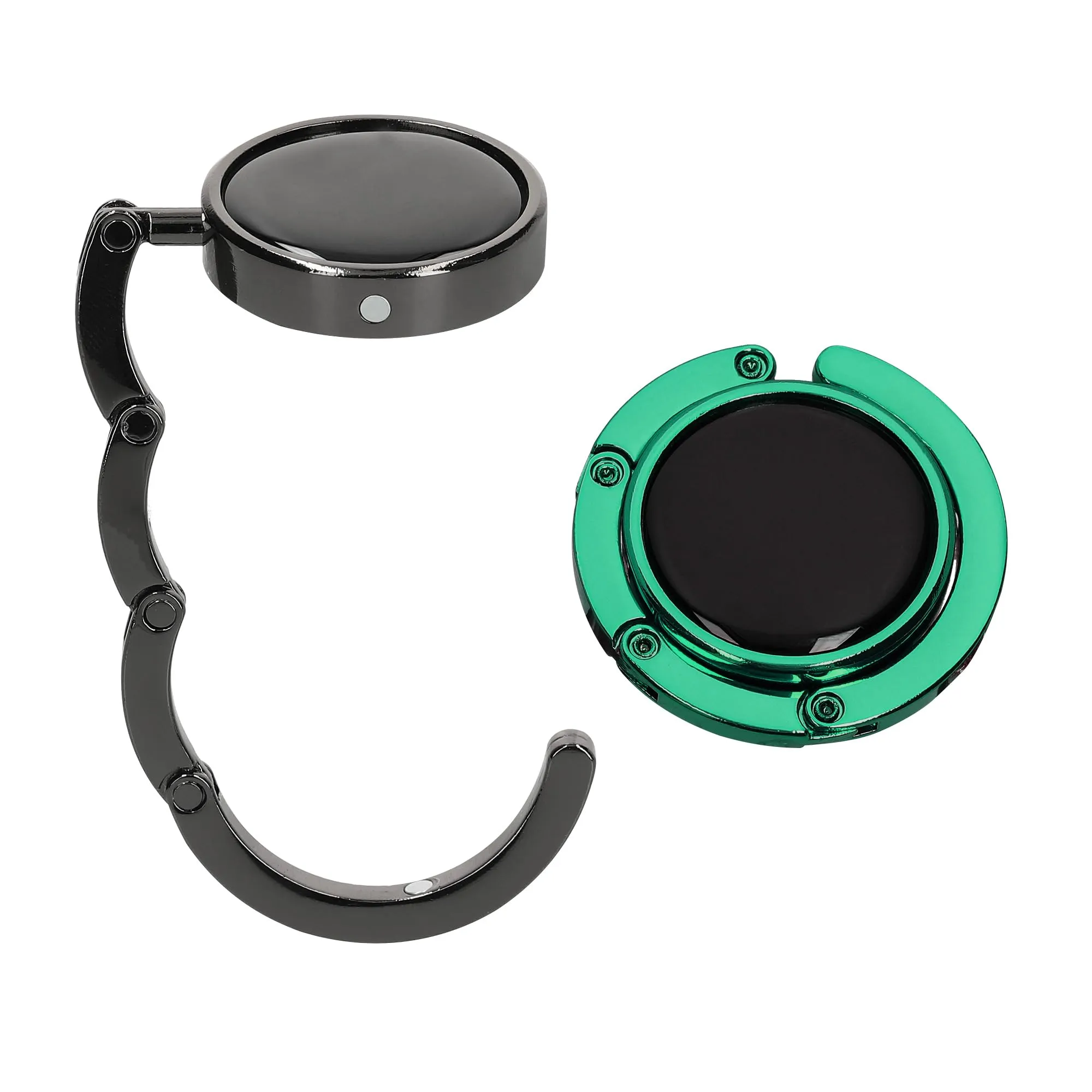 kwmobile Set 2x Gancio Borsa da Tavolo Pieghevole Antiscivolo Antigraffio, Nero/Petrolio - immagine 8