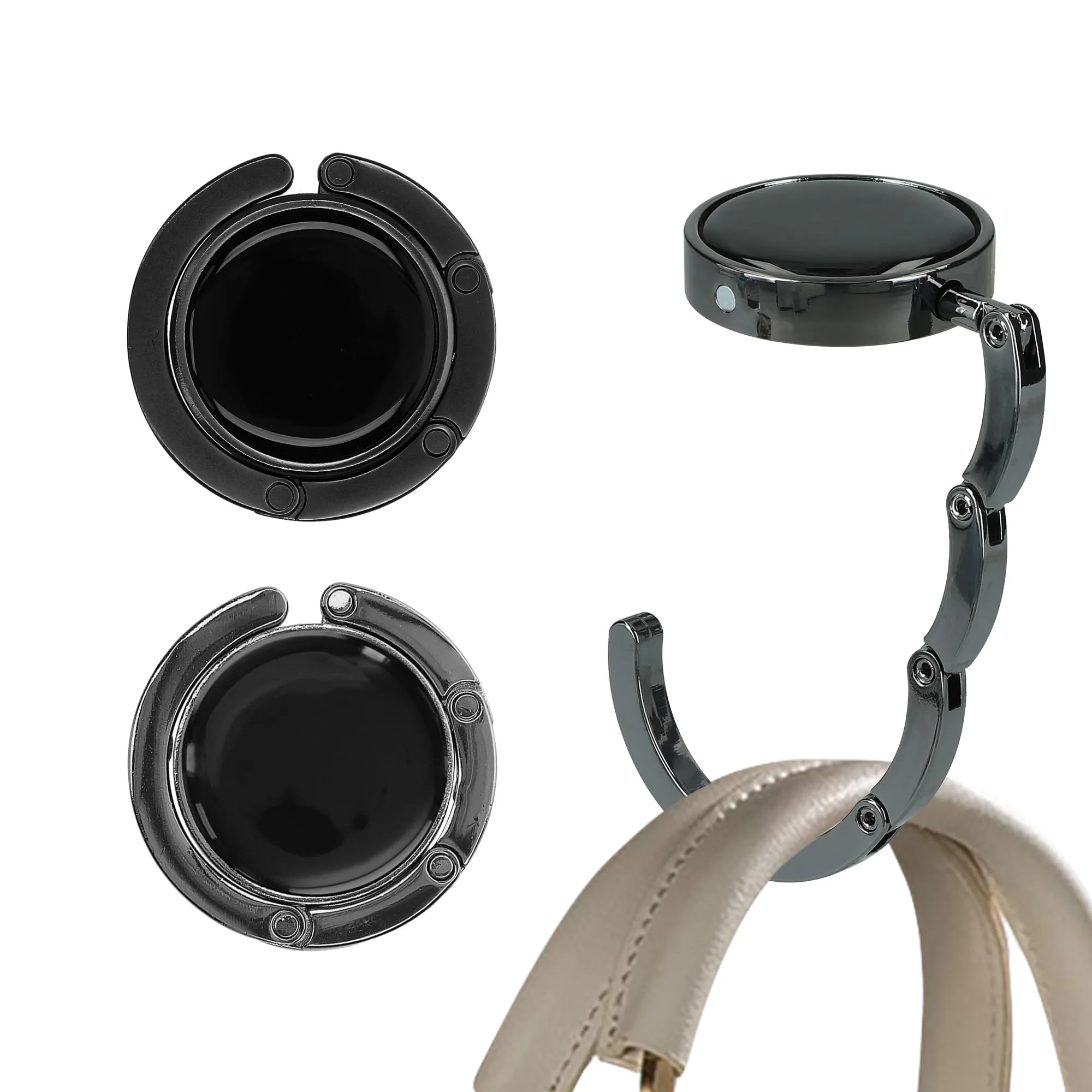 kwmobile Set 2x Gancio Borsa da Tavolo Pieghevole, Nero/Ardesia Scuro - immagine 1