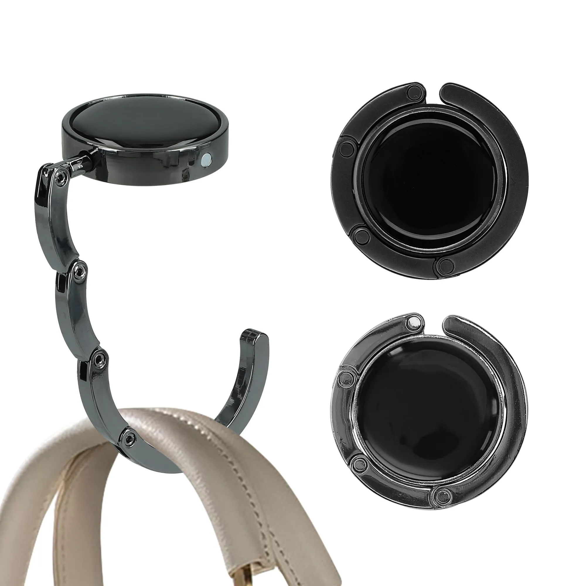 kwmobile Set 2x Gancio Borsa da Tavolo Pieghevole, Nero/Ardesia Scuro - immagine 8