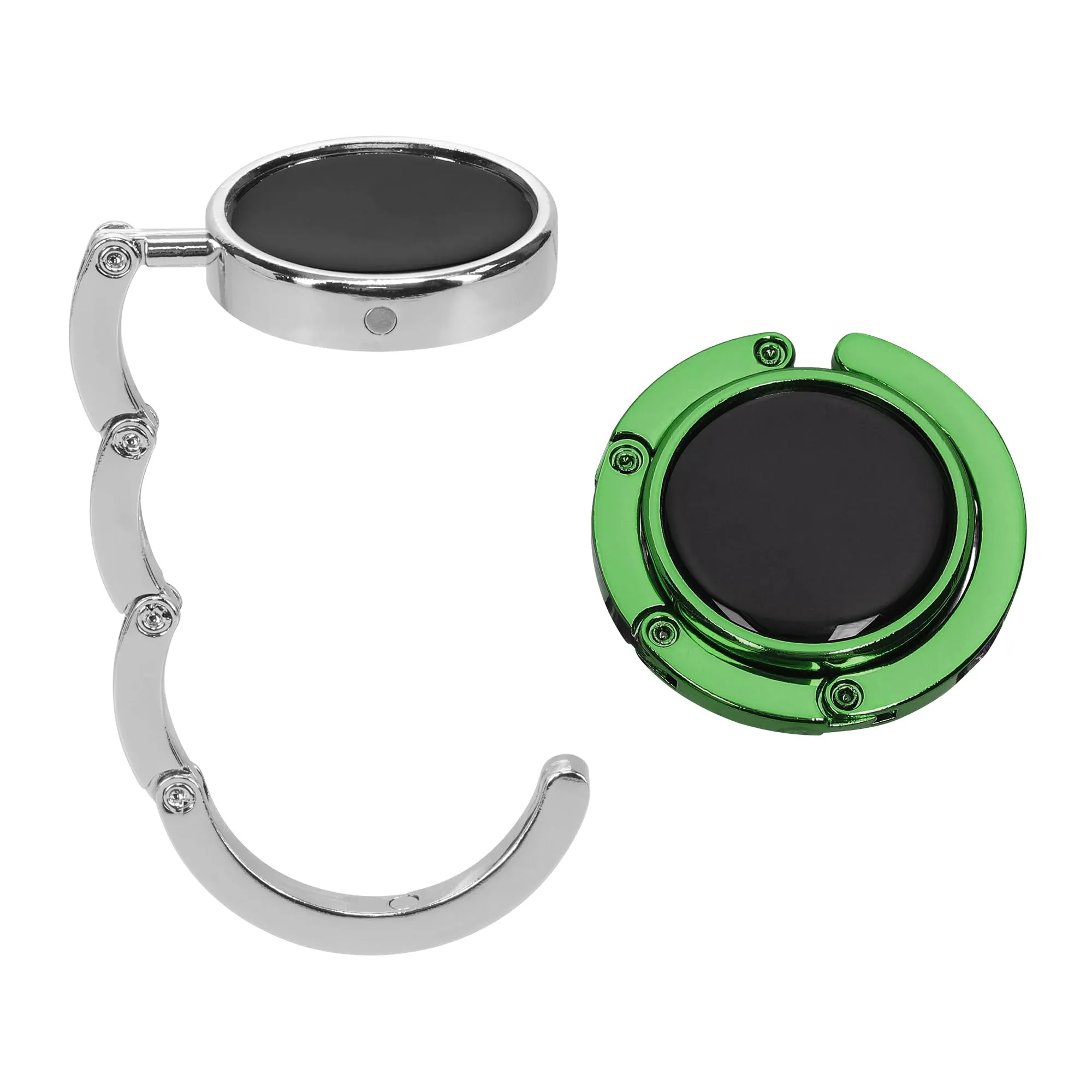 kwmobile Set 2x Gancio Borsa da Tavolo Pieghevole, Argento/Verde Scuro - immagine 8