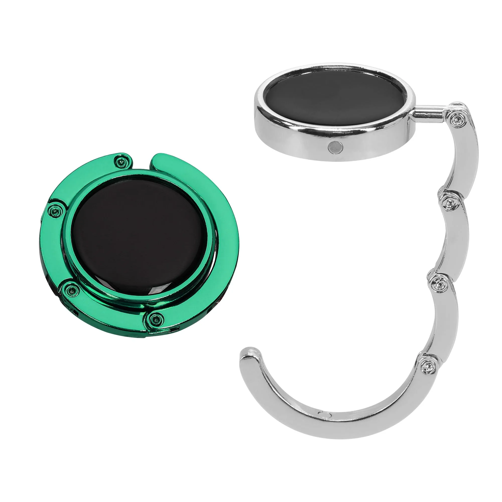 kwmobile Set 2x Gancio Borsa da Tavolo Pieghevole Antiscivolo Antigraffio - argento/petrolio - immagine 1