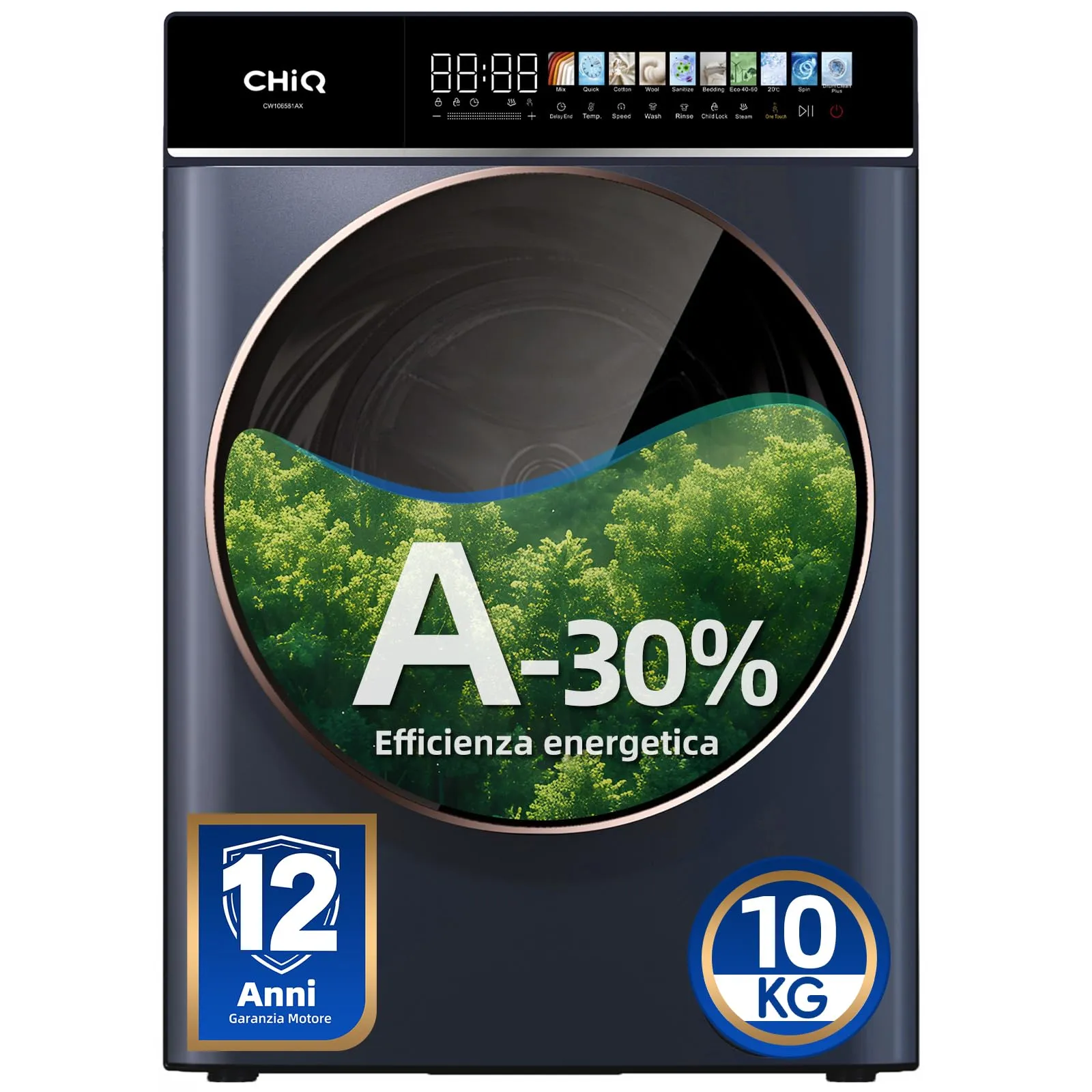 CHiQ CW106581AX Lavatrice 10kg Classe A-10% Grigio - immagine 1