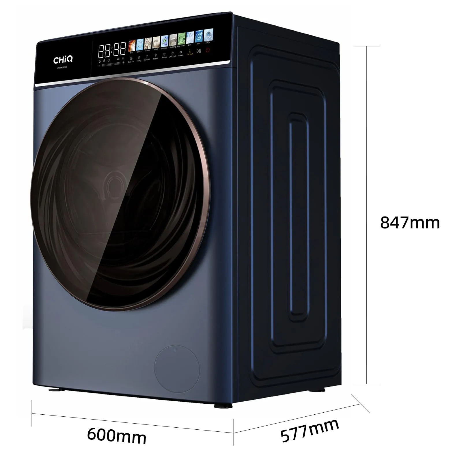 CHiQ CW106581AX Lavatrice 10kg Classe A-10% Grigio - immagine 3