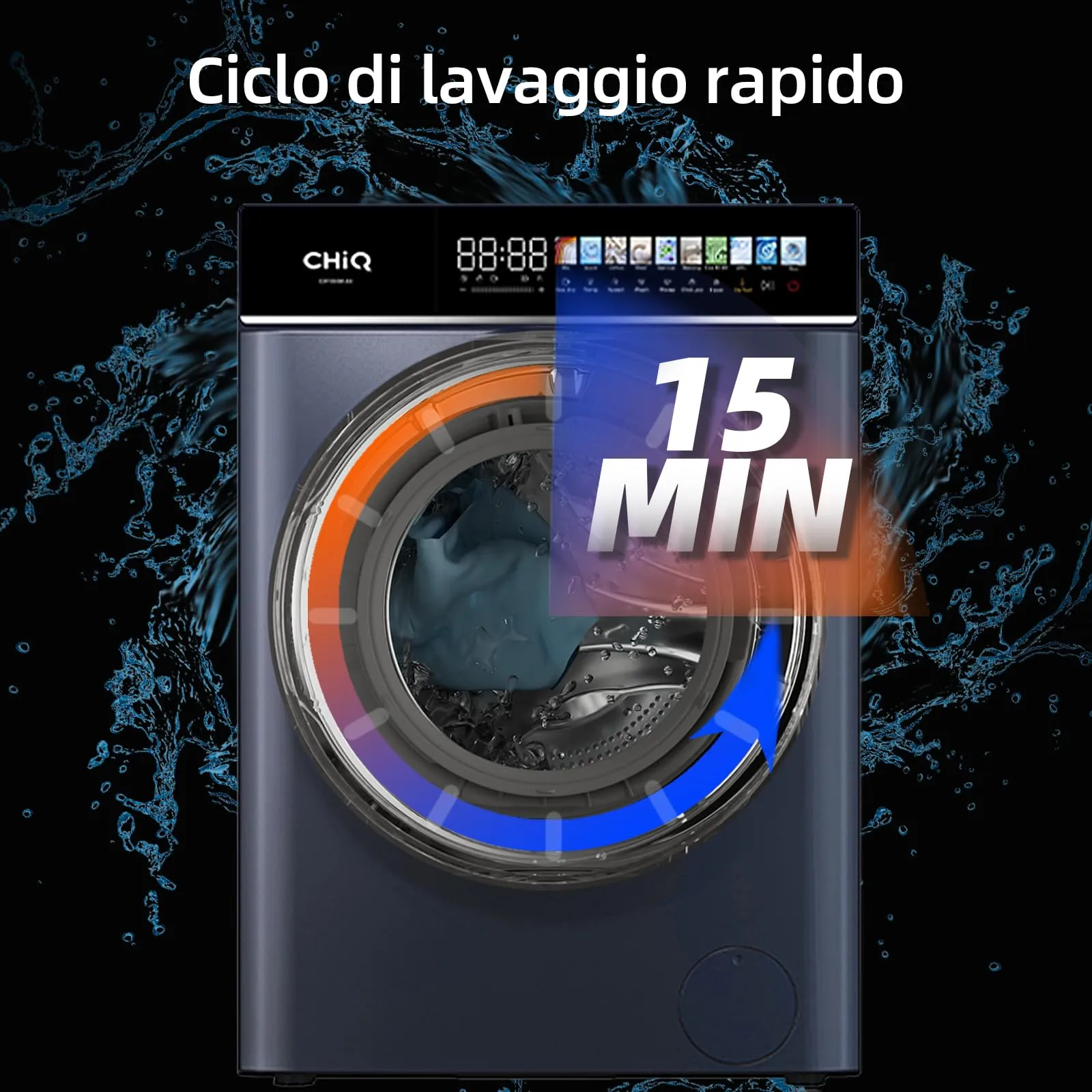 CHiQ CW106581AX Lavatrice 10kg Classe A-10% Grigio - immagine 4