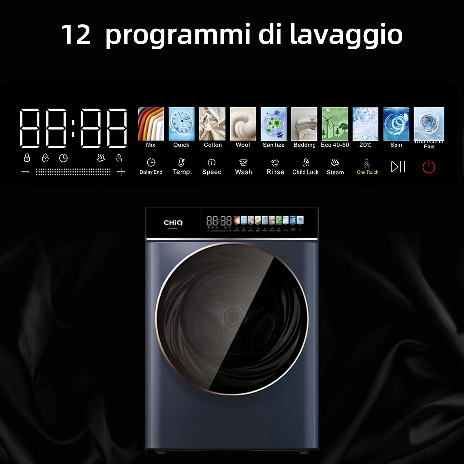 CHiQ CW106581AX Lavatrice 10kg Classe A-10% Grigio - immagine 8