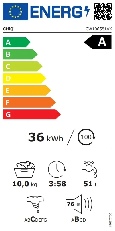 CHiQ CW106581AX Lavatrice 10kg Classe A-10% Grigio - immagine 10