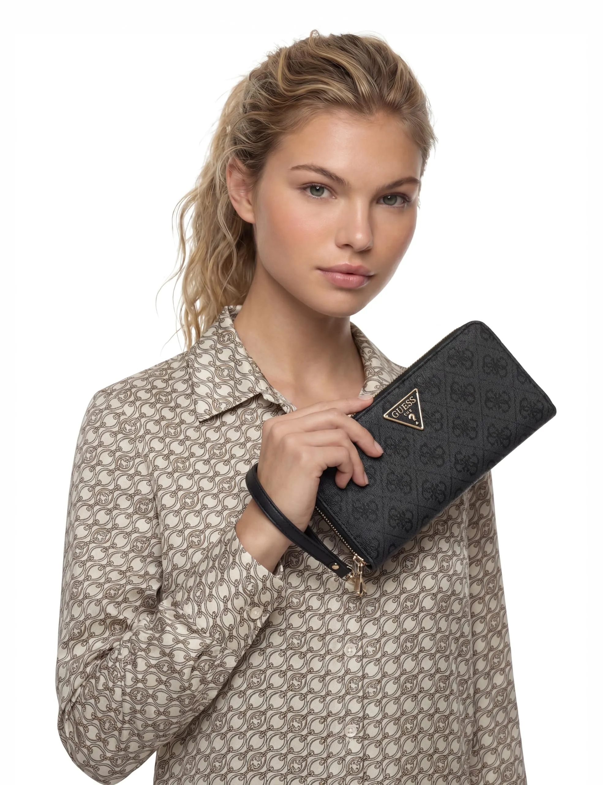 Guess Laurel II SLG Large Zip Around Wallet - Coal Logo - immagine 6