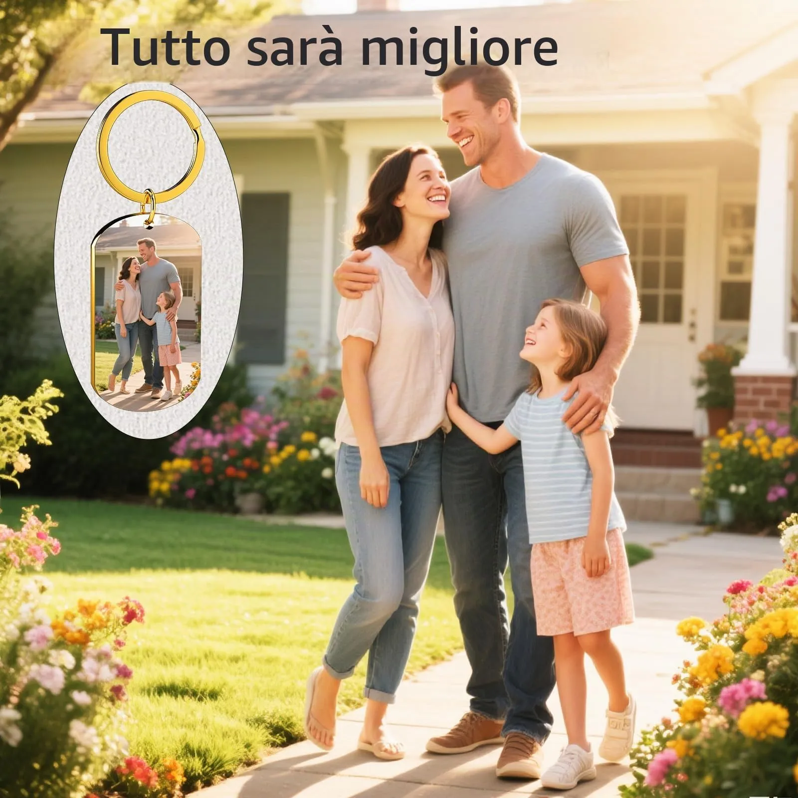 Eiwoty Portachiavi Personalizzato con Immagine e Testo, Doppia Faccia - immagine 6