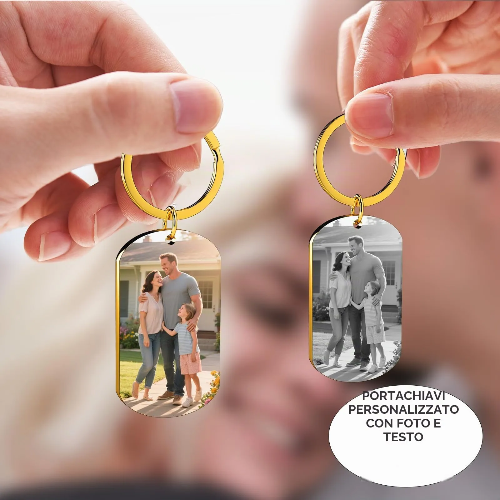 Eiwoty Portachiavi Personalizzato con Immagine e Testo, Doppia Faccia - immagine 7