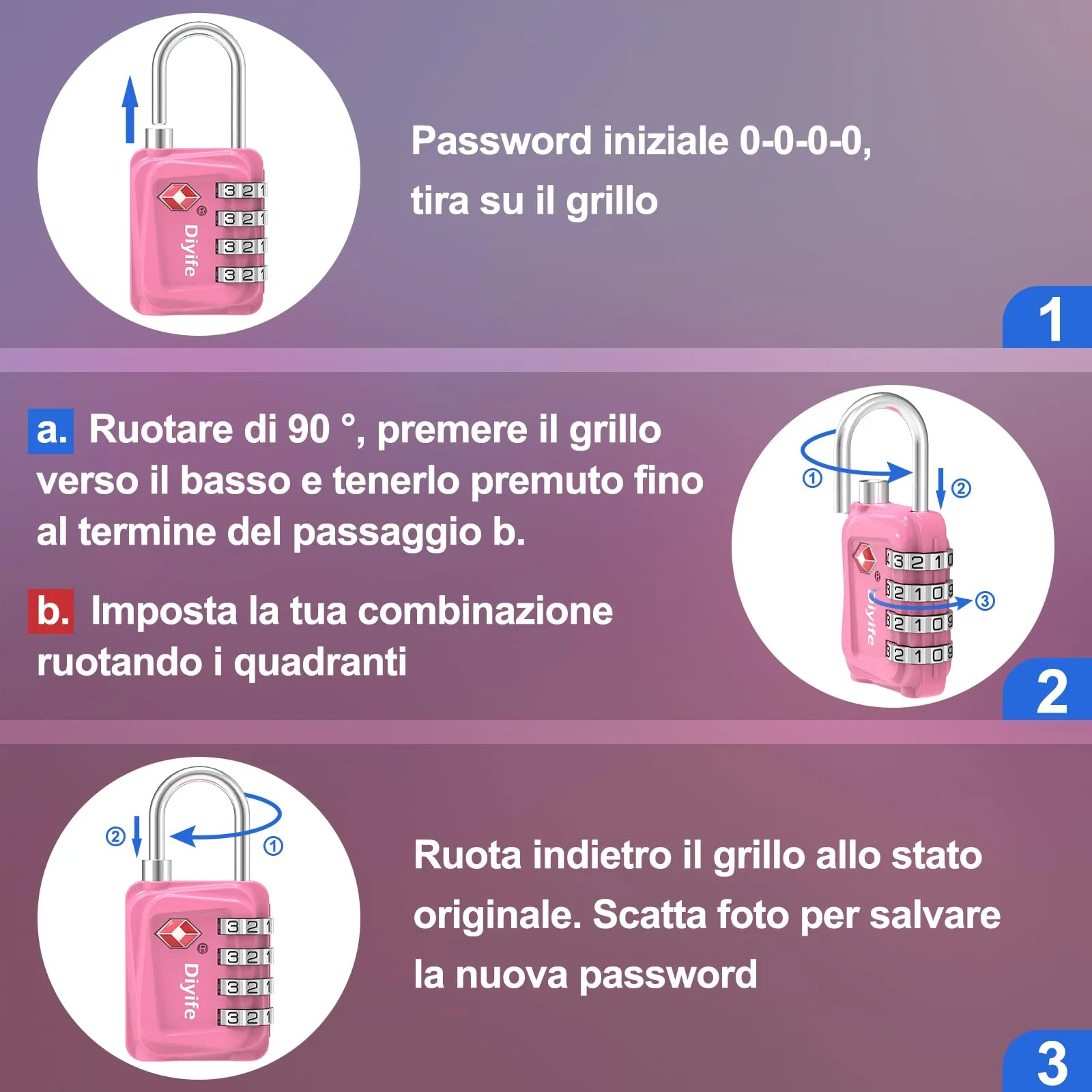 Diyife Lucchetto TSA, 2 Pezzi - immagine 6