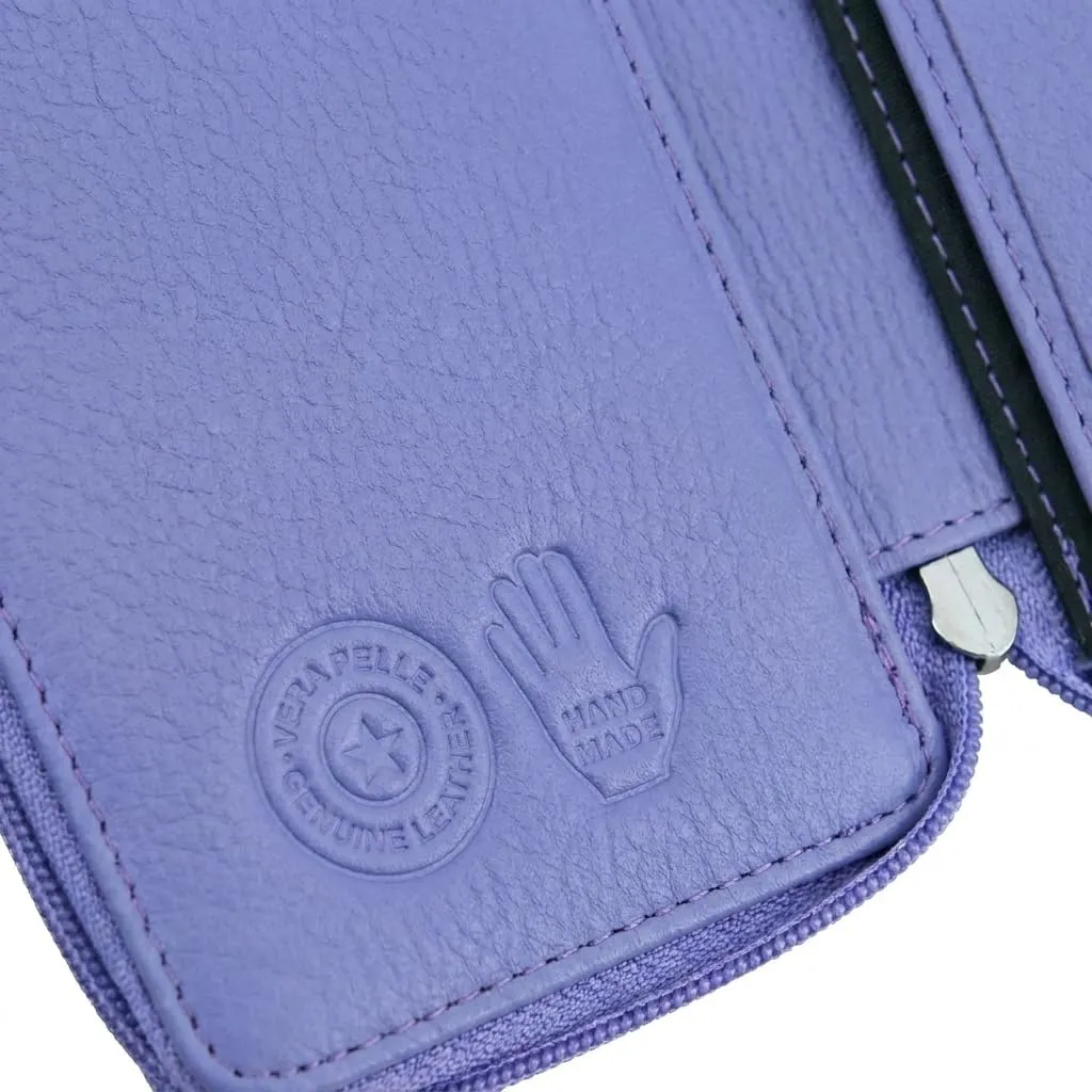 CM Conte Massimo Portachiavi in Vera Pelle con Cerniera, Ganci e Tasche (Lilla Grande) - immagine 6