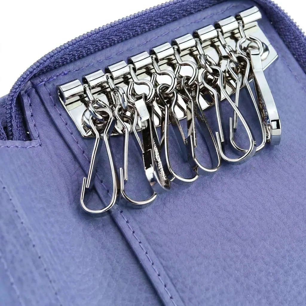 CM Conte Massimo Portachiavi in Vera Pelle con Cerniera, Ganci e Tasche (Lilla Piccolo) - immagine 2