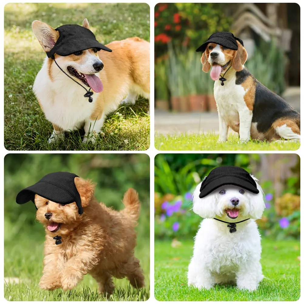 OFFCUP Berretto da Baseball per Cani Regolabile con Fori per Orecchie, Protezione Solare, Nero, Taglia L - immagine 5