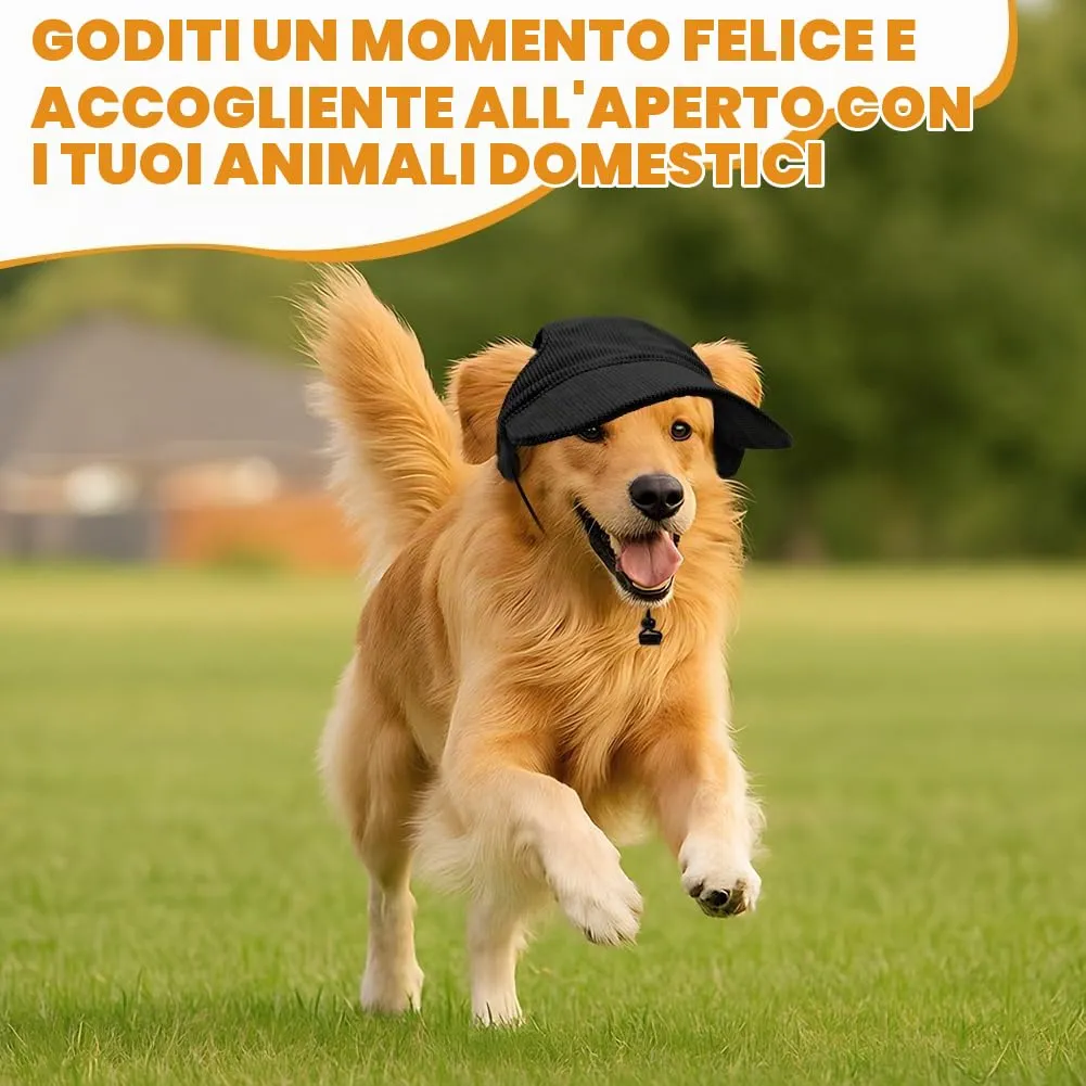 OFFCUP Berretto da Baseball per Cani Regolabile con Fori per Orecchie, Protezione Solare, Nero, Taglia L - immagine 6