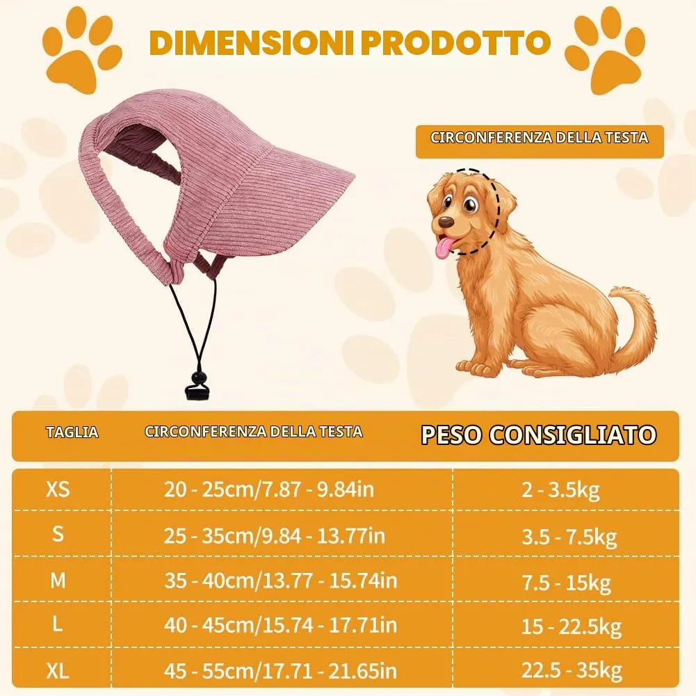 OFFCUP Berretto da Baseball per Cani Regolabile con Fori per le Orecchie (Rosa, XS) - immagine 2