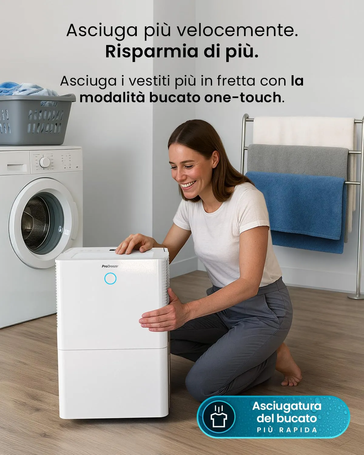 Pro Breeze Deumidificatore 40L WiFi, Copertura 50m², Sensore Umidità Automatico, Display Digitale, Timer 24h - immagine 4