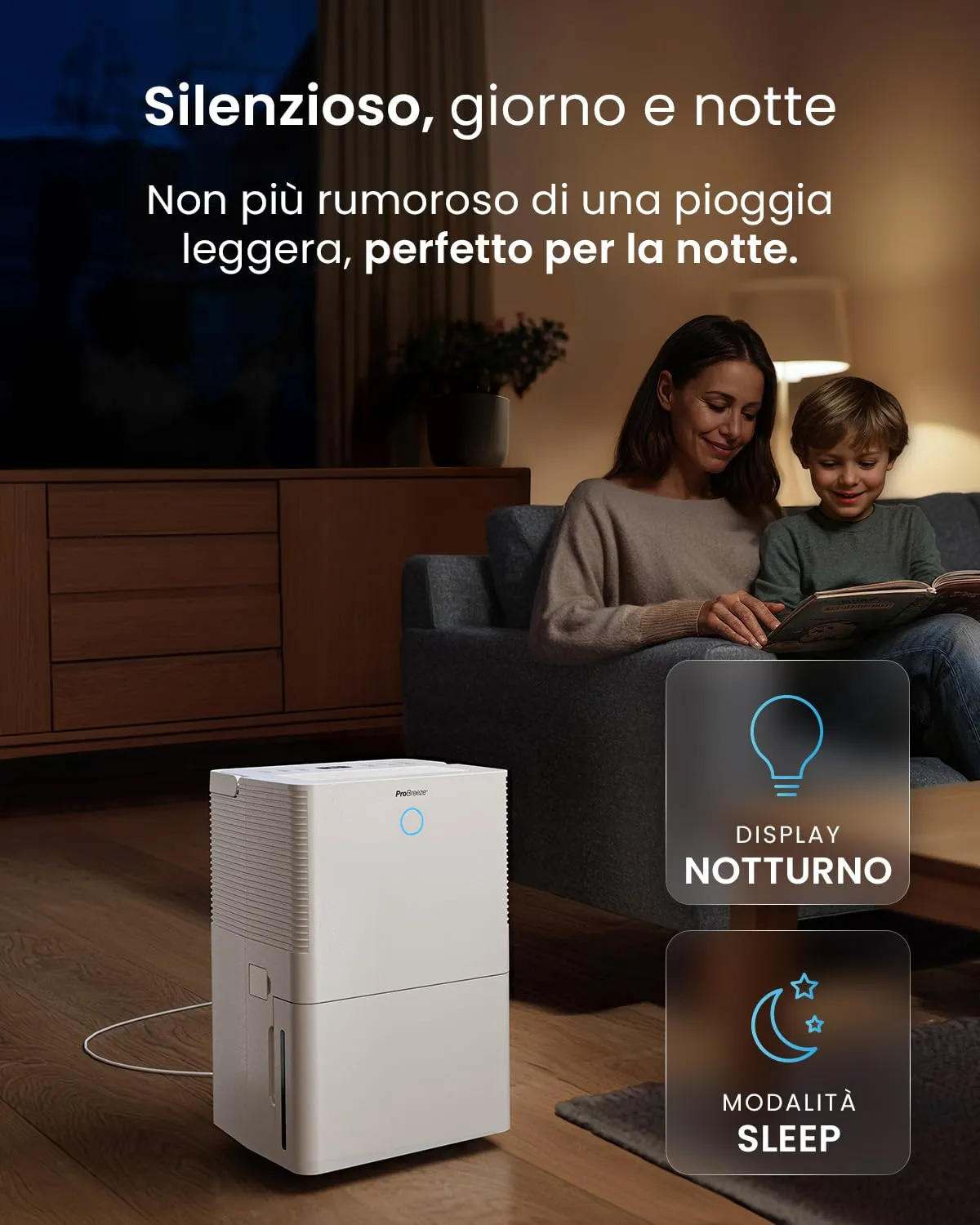 Pro Breeze Deumidificatore 40L WiFi, Copertura 50m², Sensore Umidità Automatico, Display Digitale, Timer 24h - immagine 8