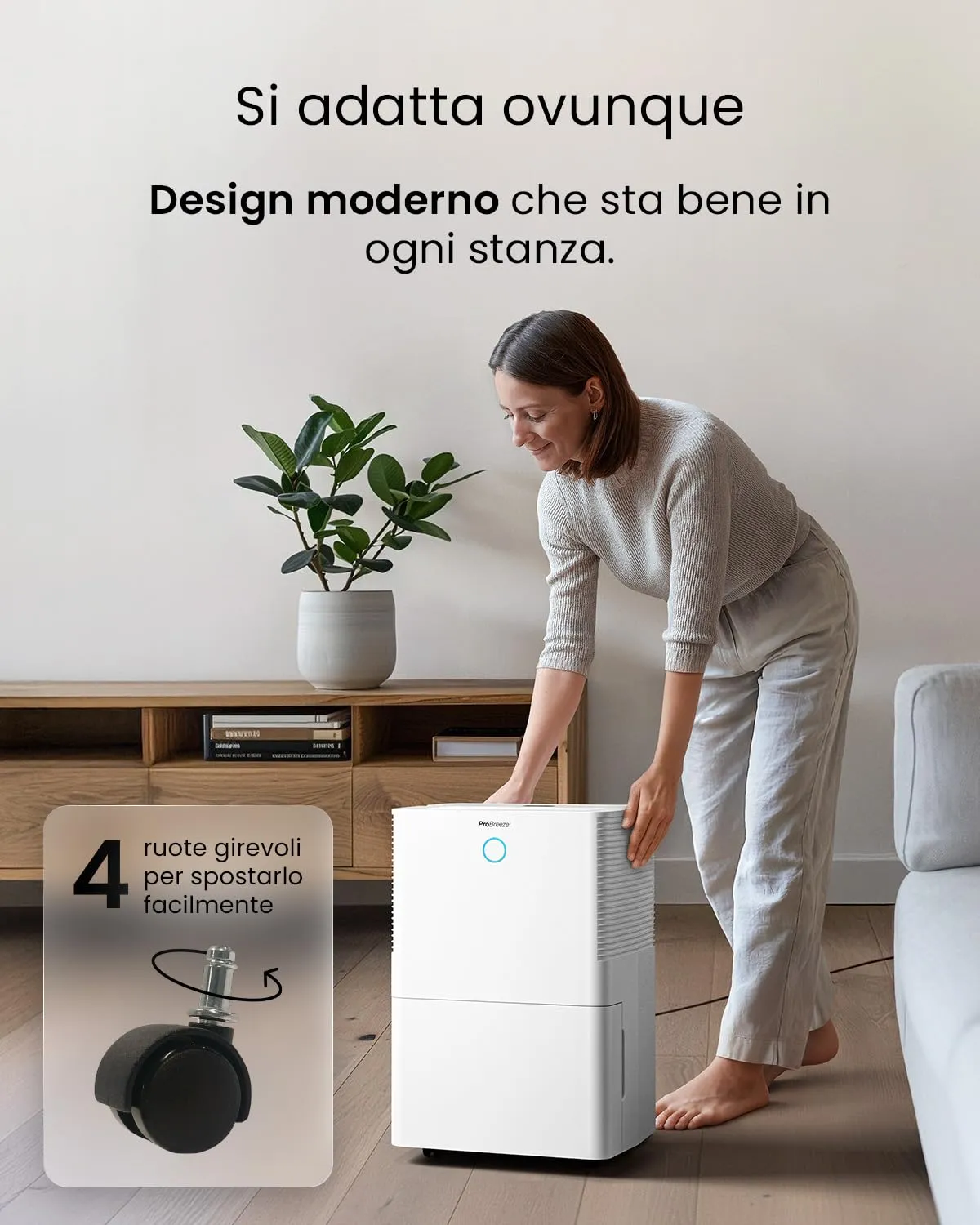 Pro Breeze Deumidificatore 40L WiFi, Copertura 50m², Sensore Umidità Automatico, Display Digitale, Timer 24h - immagine 9