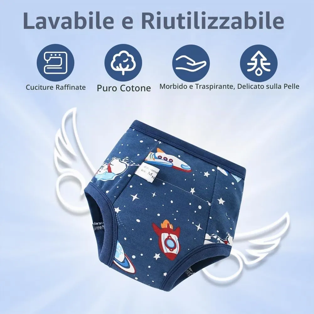 Aolso Mutandine di Apprendimento in Cotone per Bambino, 5 Pezzi, Pantaloni da Vasino Lavabili e Riutilizzabili, Mongolfiera 100 - immagine 4