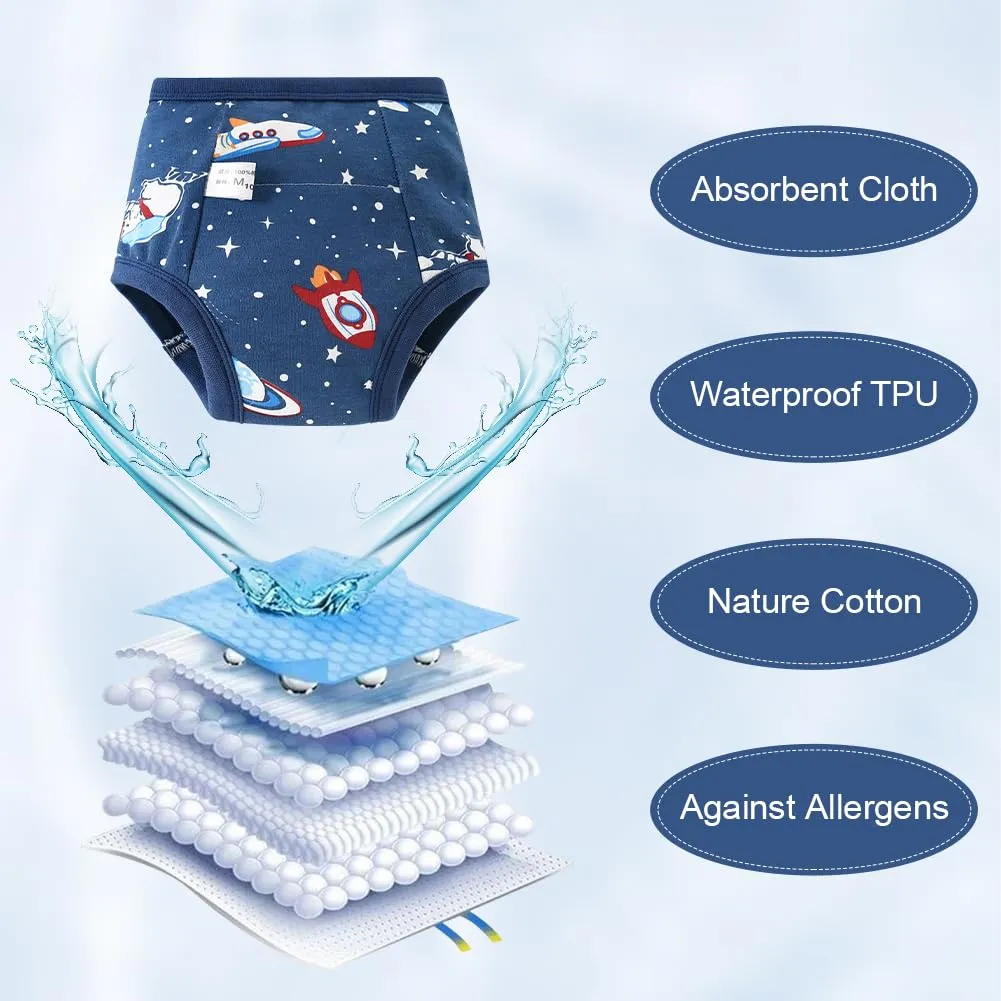 Aolso Mutandine di Apprendimento in Cotone per Bambino, 5 Pezzi, Pantaloni da Vasino Lavabili e Riutilizzabili, Mongolfiera 100 - immagine 6