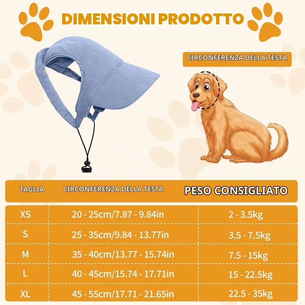 OFFCUP Berretto da Baseball per Cani Regolabile con Fori per Orecchie, Protezione Solare, Taglia S, Blu - immagine 2