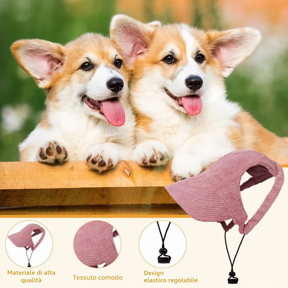 OFFCUP Berretto da Baseball per Cani Regolabile con Fori per le Orecchie, Rosa, M - immagine 3