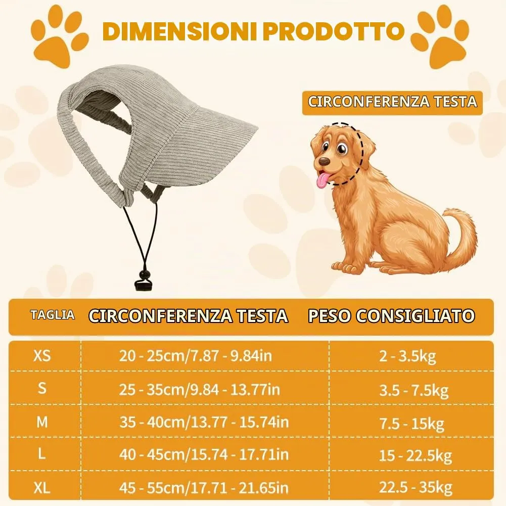 OFFCUP Berretto da Baseball per Cani Regolabile con Fori per Orecchie e Protezione Solare, XS - immagine 2