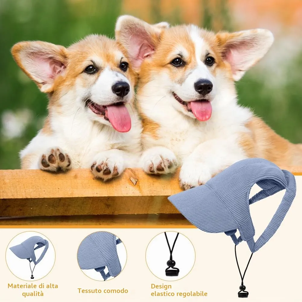 OFFCUP Berretto da Baseball per Cani Regolabile con Fori per Orecchie, Protezione Solare, XS, Blu - immagine 3