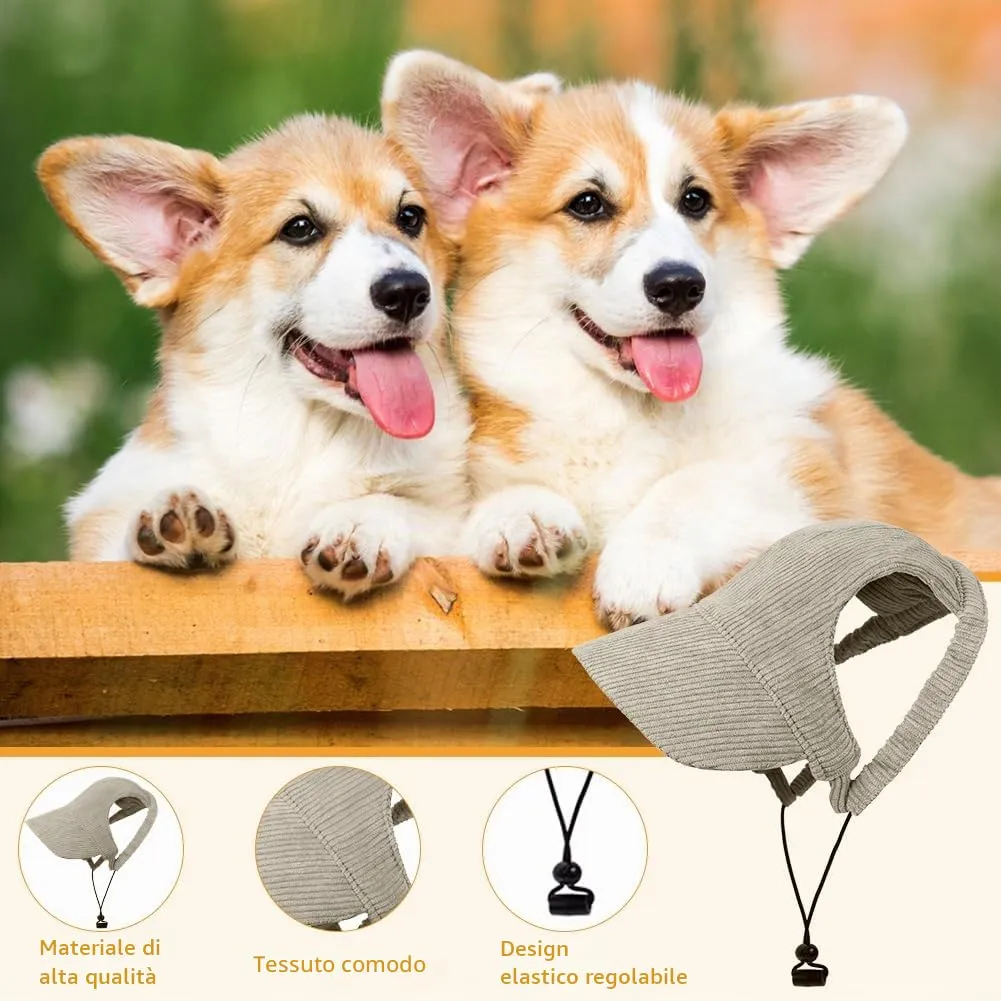 OFFCUP Berretto da Baseball per Cani Regolabile con Fori per Orecchie, Protezione Solare, Taglia S, Cachi - immagine 3