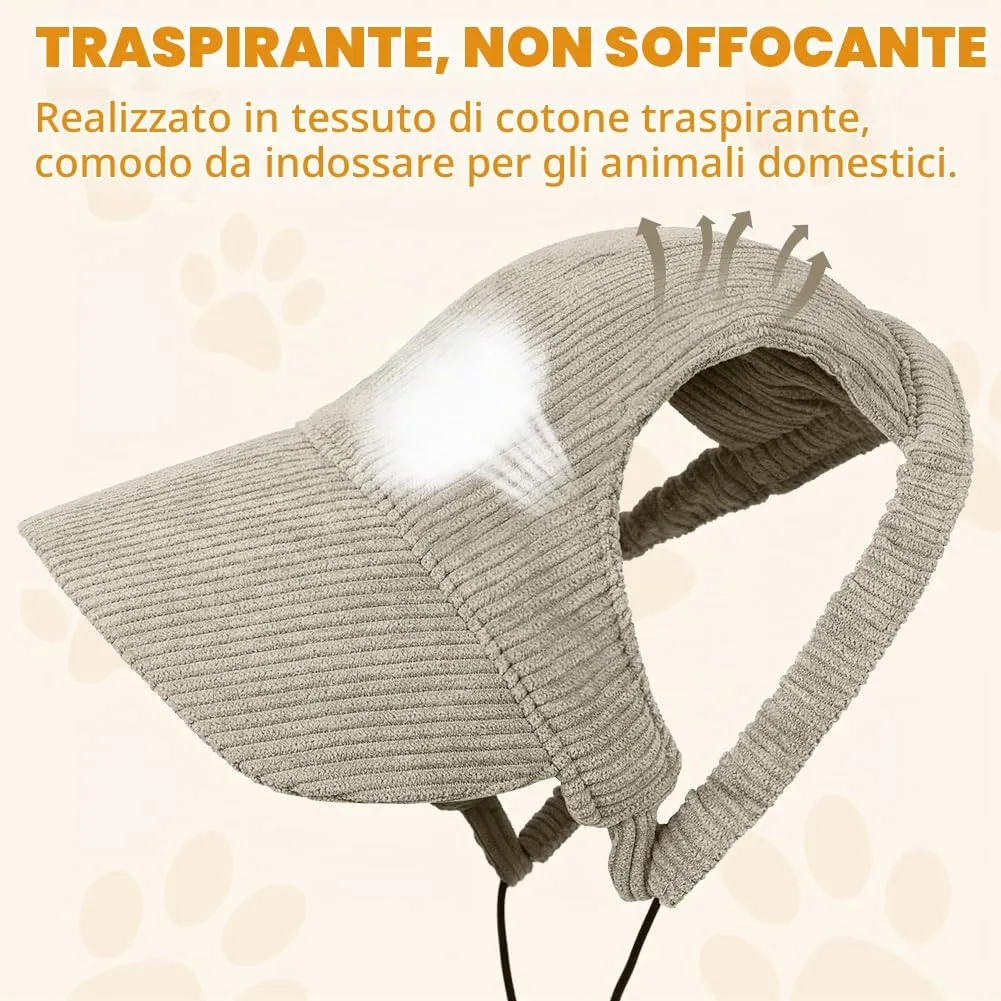 OFFCUP Berretto da Baseball per Cani Regolabile con Fori per Orecchie, Protezione Solare, Taglia S, Cachi - immagine 4