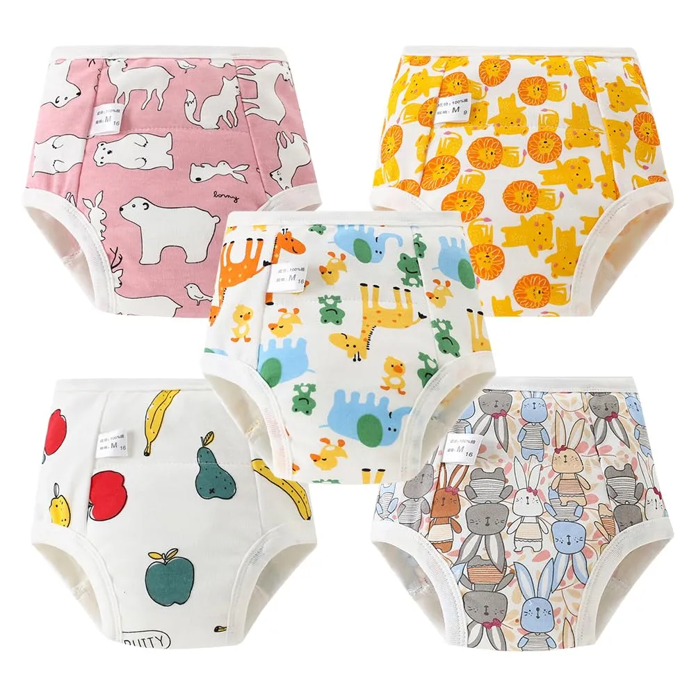 Aolso Mutandine di Apprendimento in Cotone per Bambino, 5 Pezzi, Pantaloni da Vasino Lavabili e Riutilizzabili, Orso Polare 110 - immagine 1